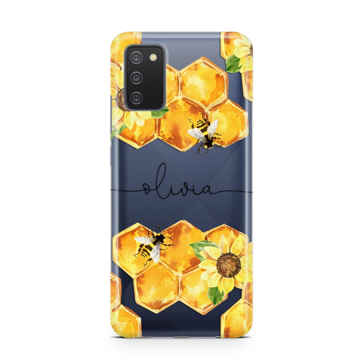 Bees Honeycomb Personalised Name Samsung A02s Case