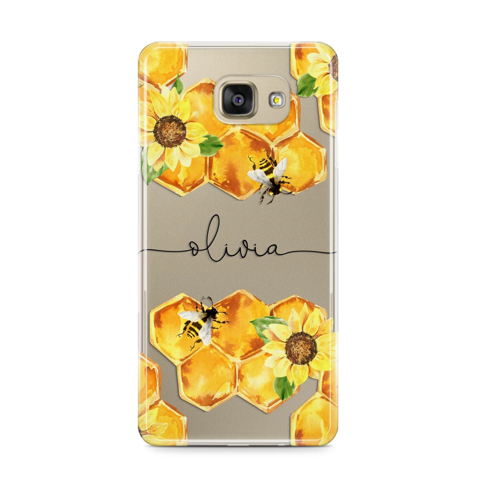 Bees Honeycomb Personalised Name Samsung Galaxy A9 2016 Case on gold phone