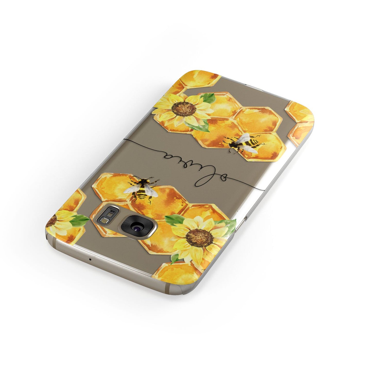 Bees Honeycomb Personalised Name Samsung Galaxy Case Front Close Up