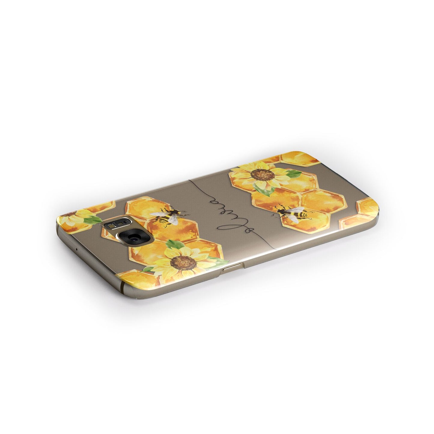 Bees Honeycomb Personalised Name Samsung Galaxy Case Side Close Up