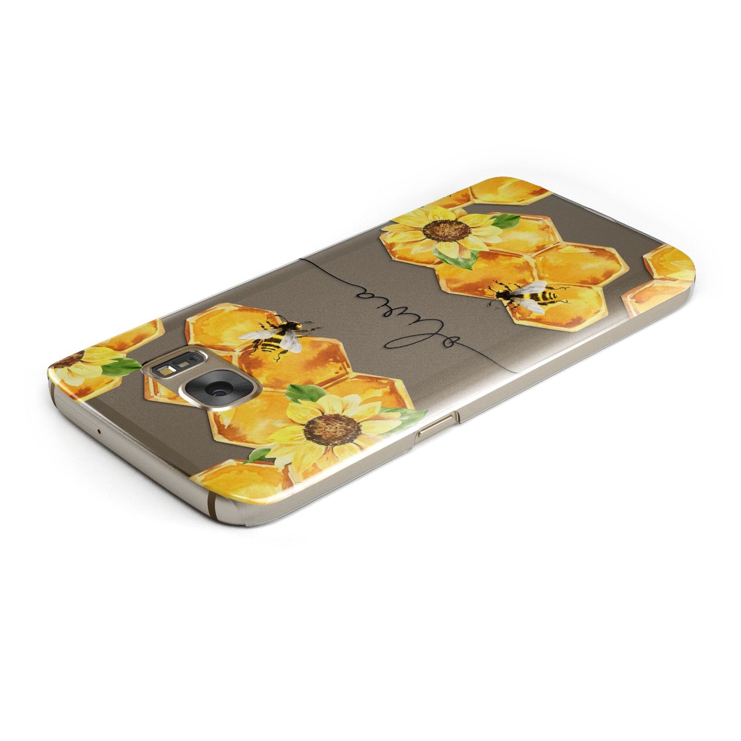 Bees Honeycomb Personalised Name Samsung Galaxy Case Top Cutout