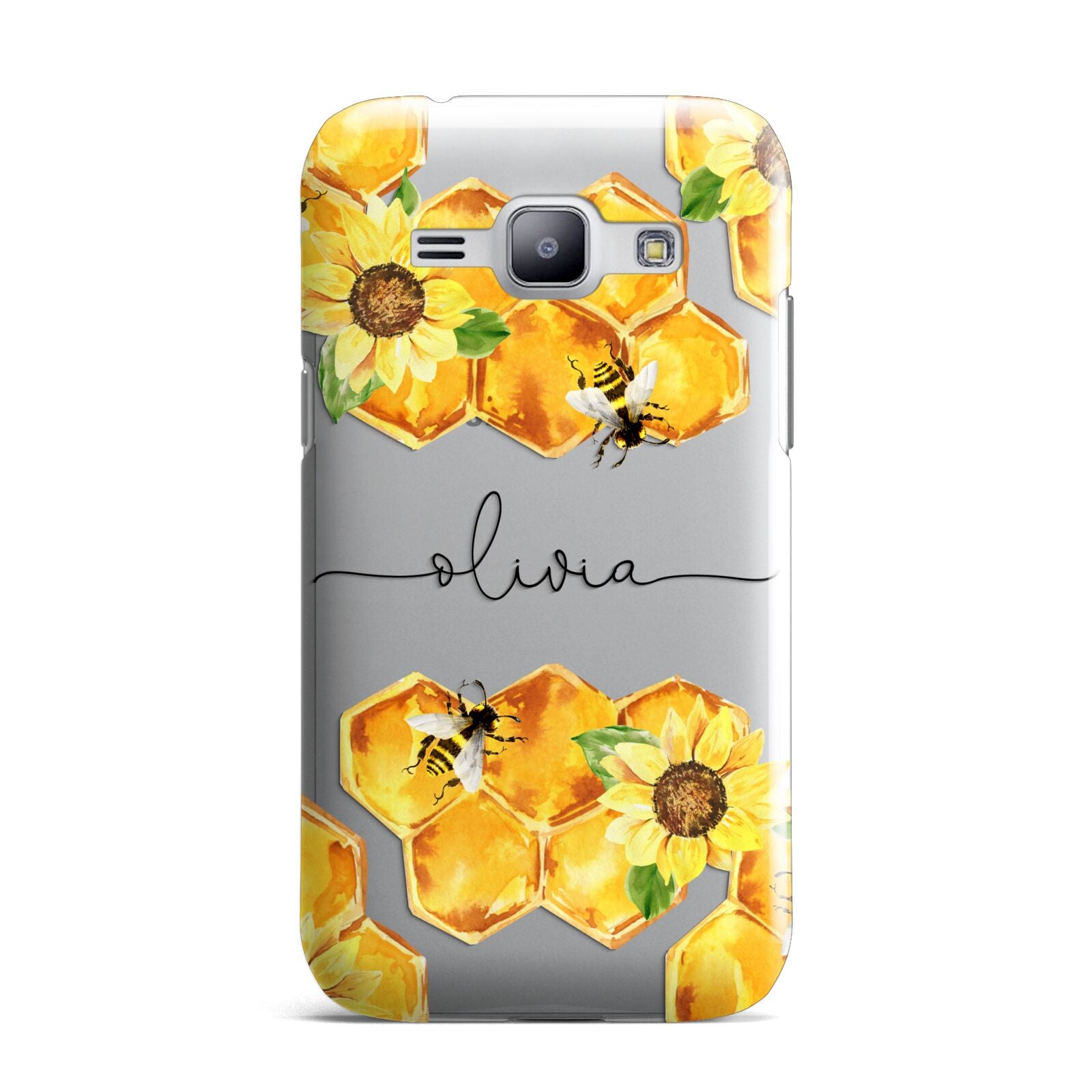 Bees Honeycomb Personalised Name Samsung Galaxy J1 2015 Case