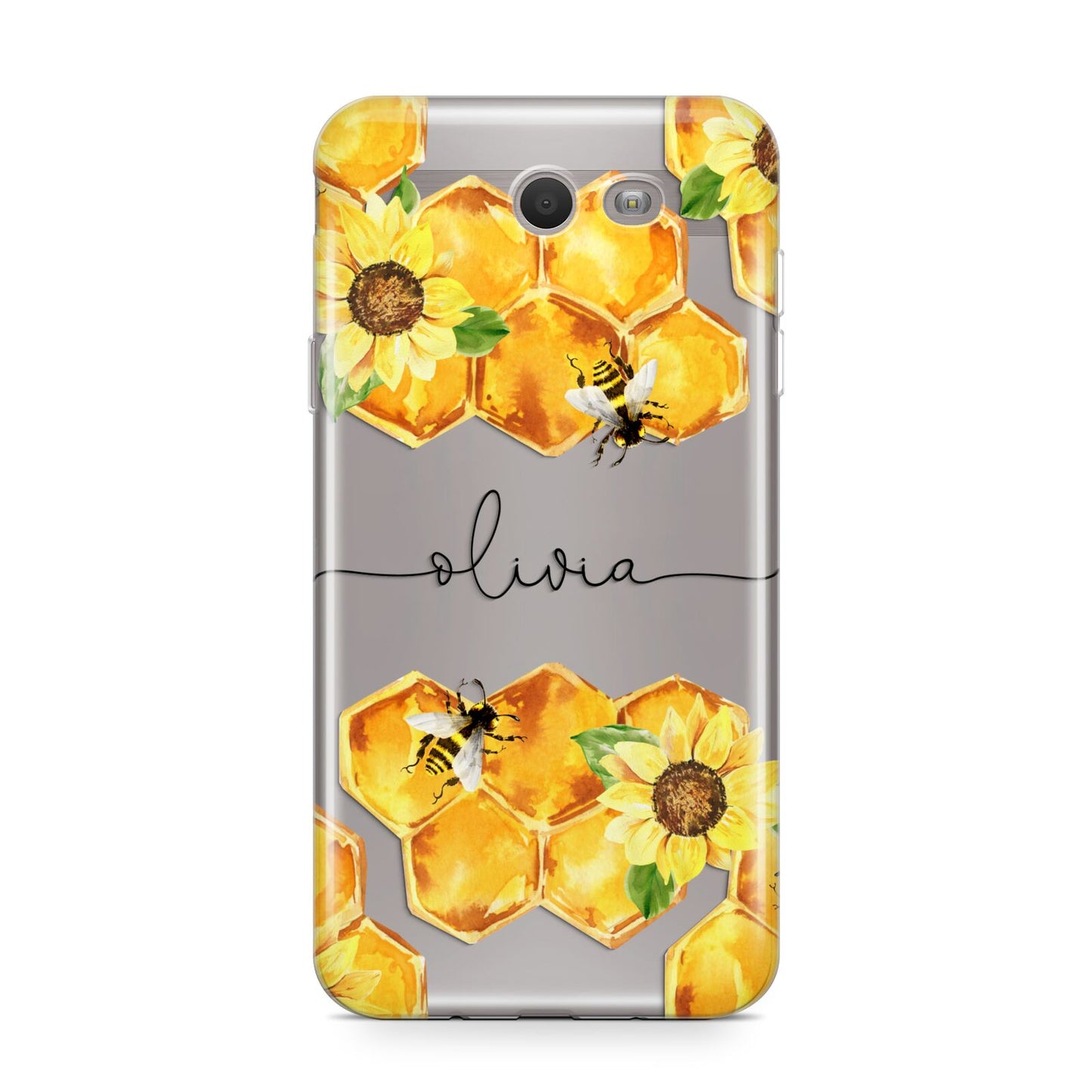 Bees Honeycomb Personalised Name Samsung Galaxy J7 2017 Case