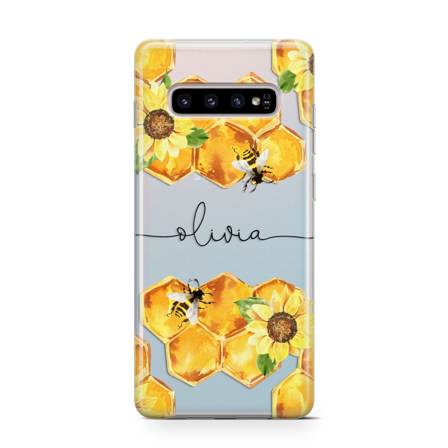 Bees Honeycomb Personalised Name Samsung Galaxy S10 Case