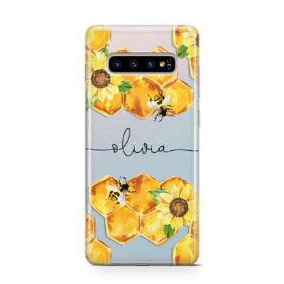 Bees Honeycomb Personalised Name Samsung Galaxy S10 Case