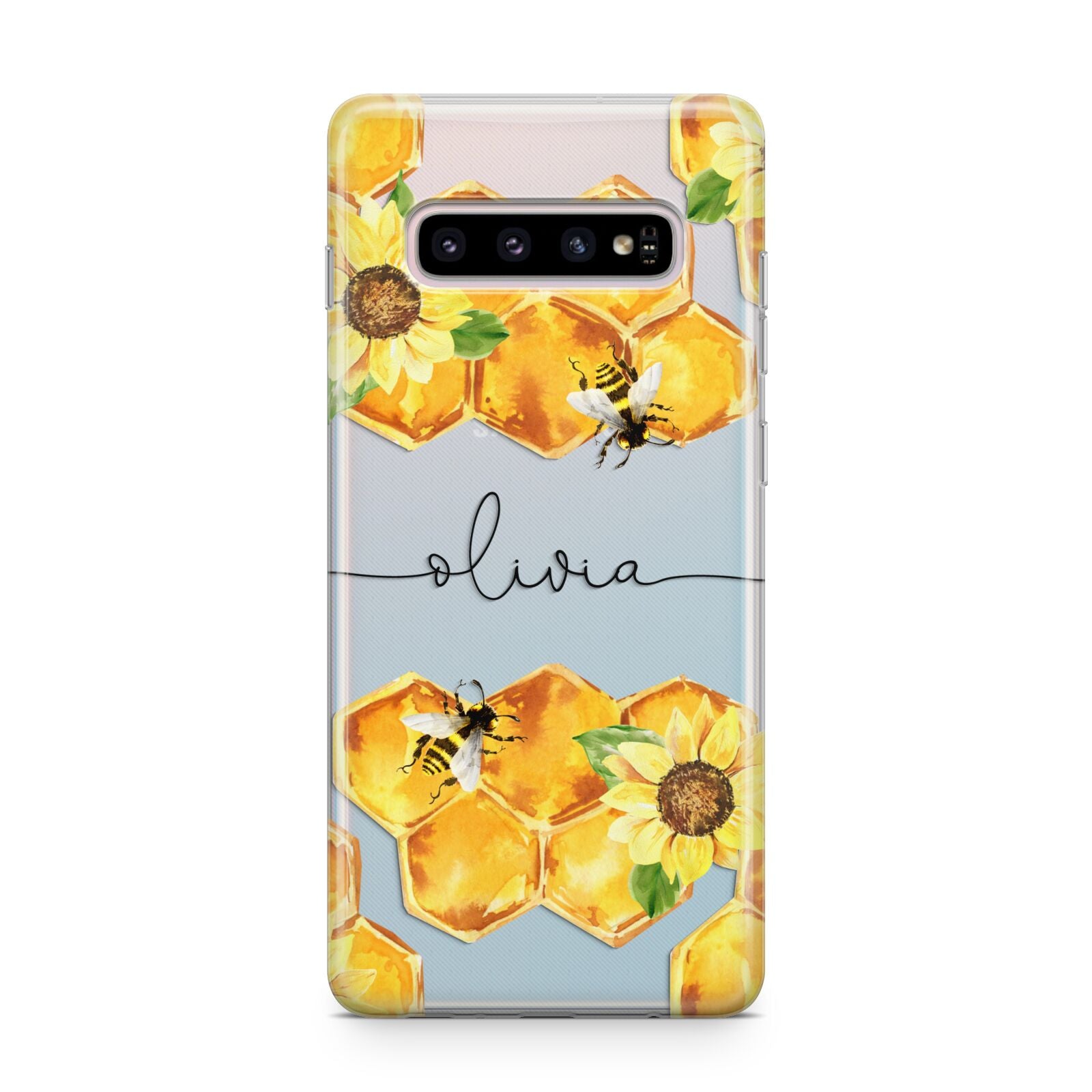 Bees Honeycomb Personalised Name Samsung Galaxy S10 Plus Case