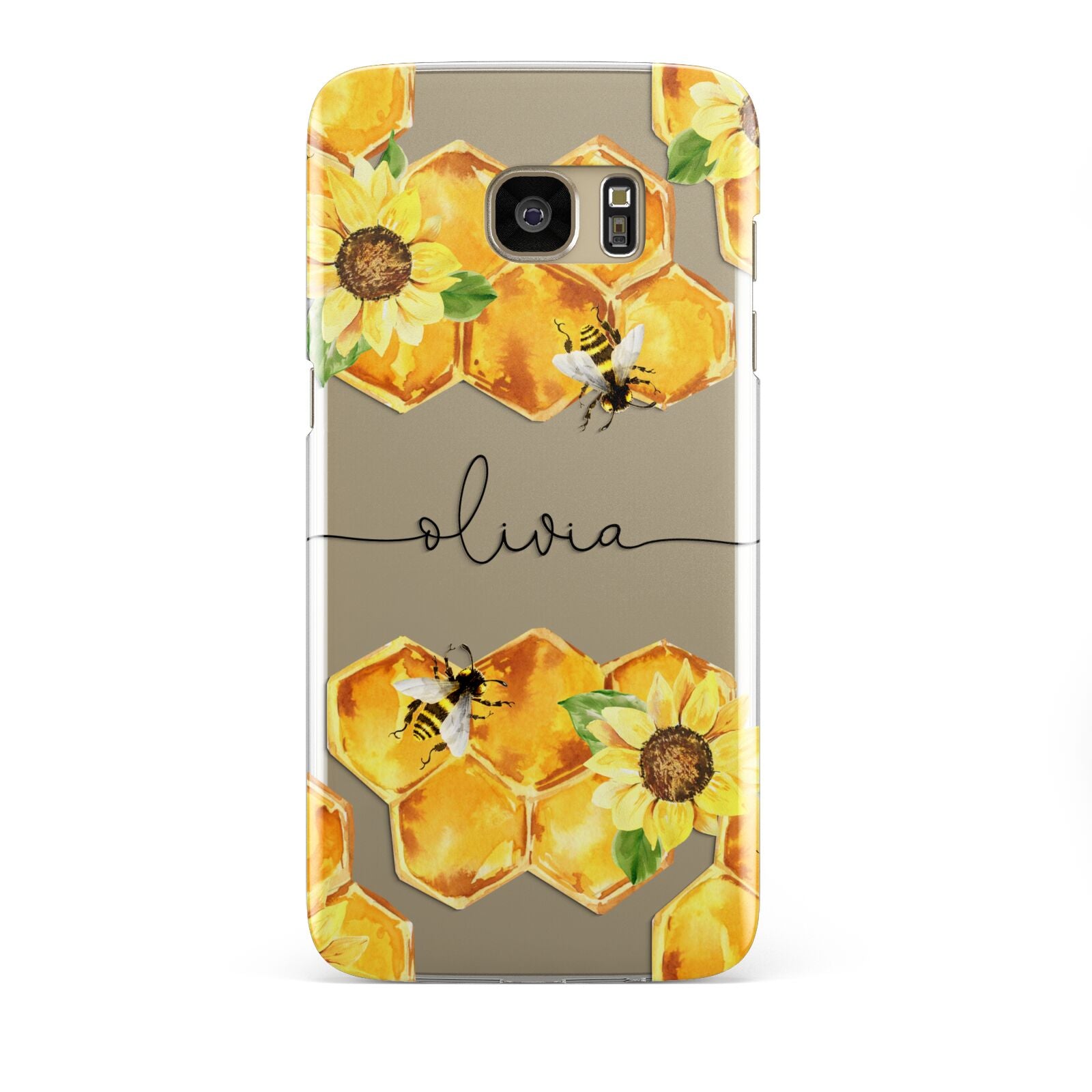 Bees Honeycomb Personalised Name Samsung Galaxy S7 Edge Case