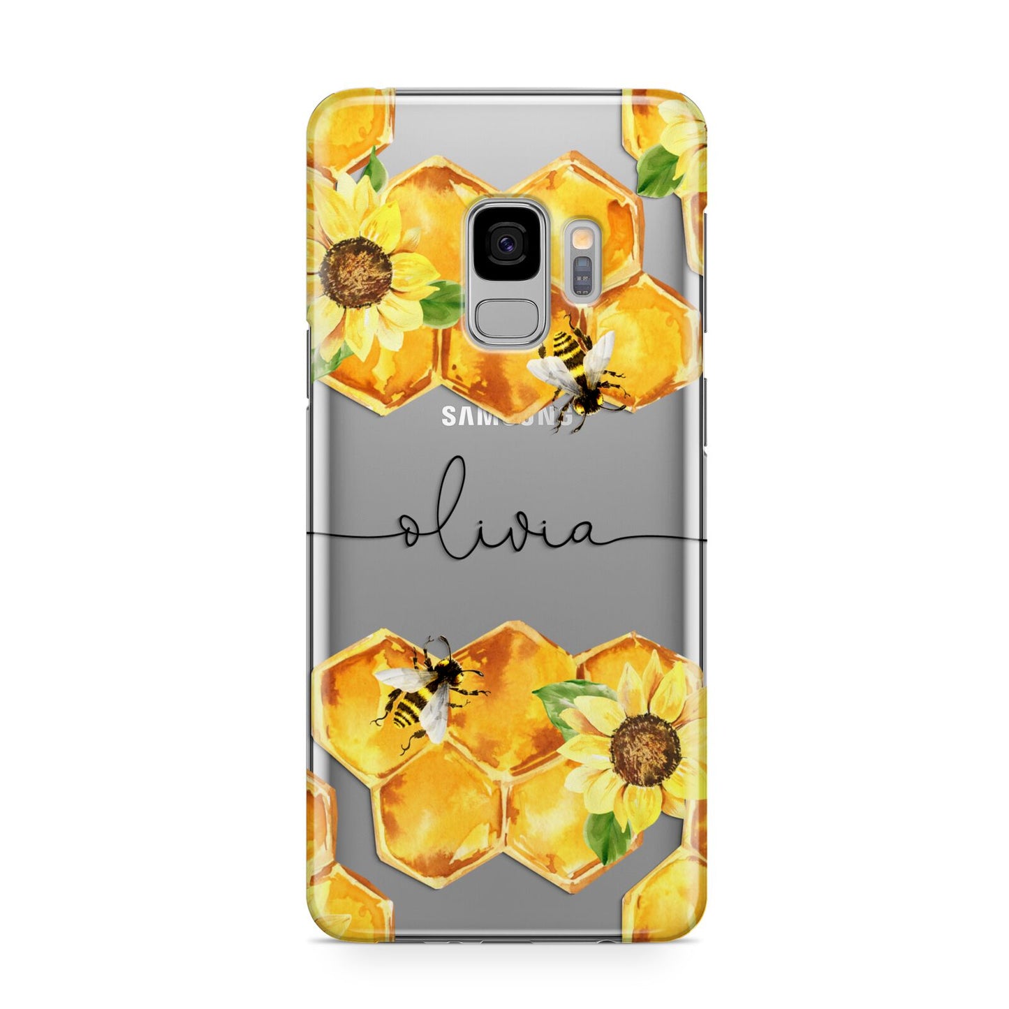 Bees Honeycomb Personalised Name Samsung Galaxy S9 Case