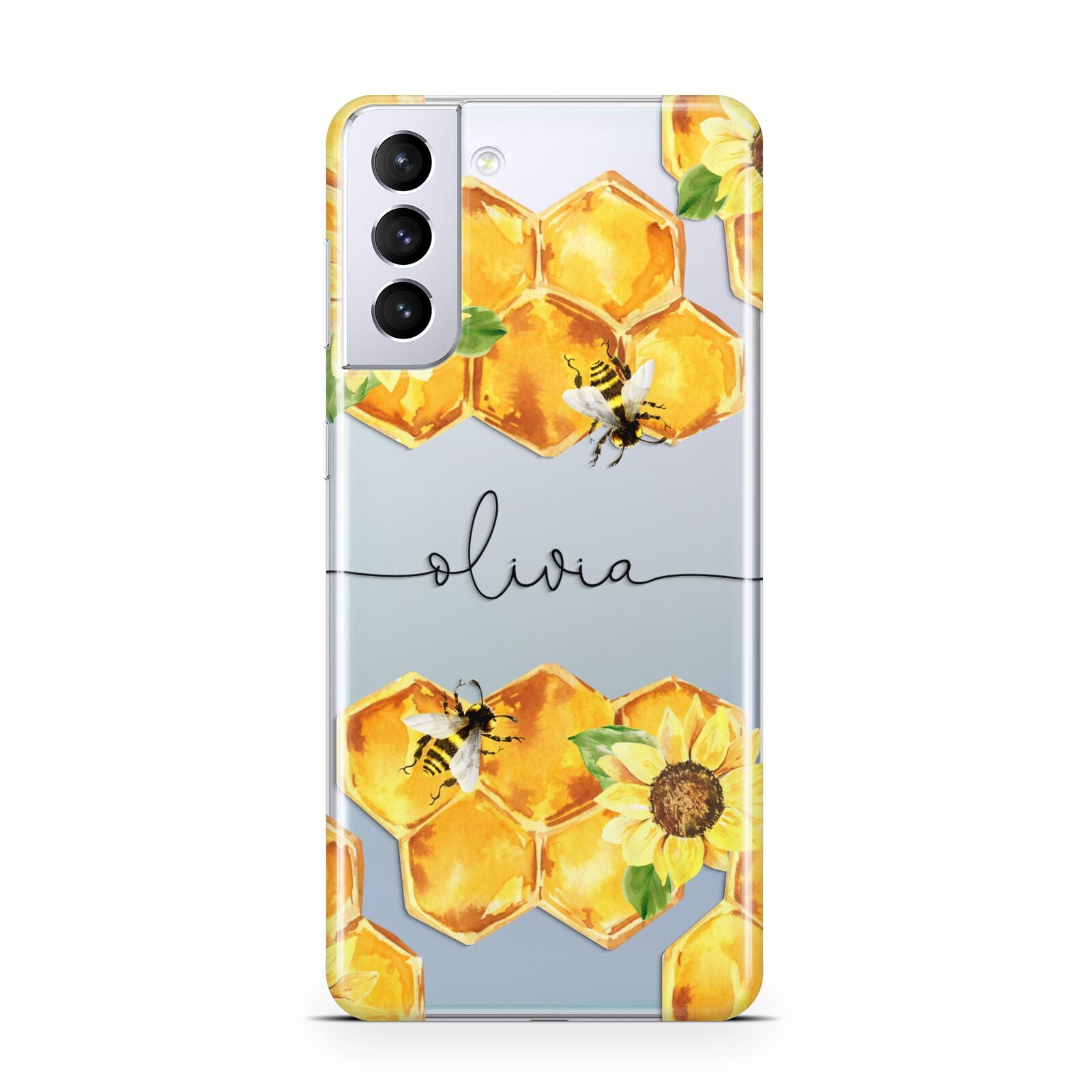 Bees Honeycomb Personalised Name Samsung S21 Plus Case