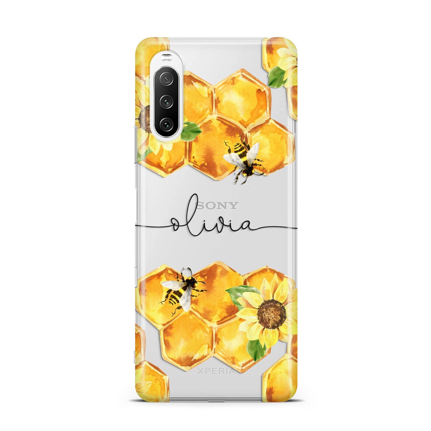 Bees Honeycomb Personalised Name Sony Xperia 10 III Case