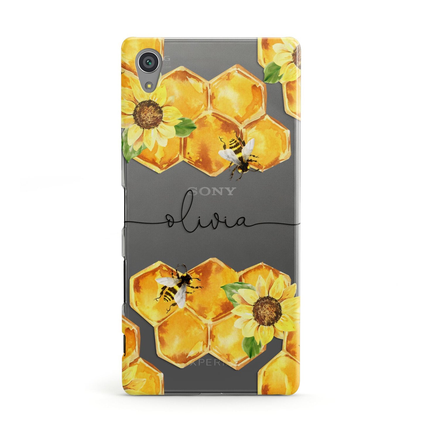 Bees Honeycomb Personalised Name Sony Xperia Case