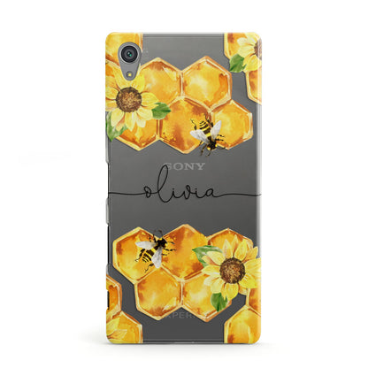 Bees Honeycomb Personalised Name Sony Xperia Case