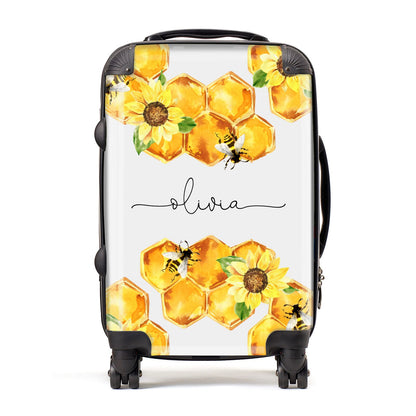 Bees Honeycomb Personalised Name Suitcase