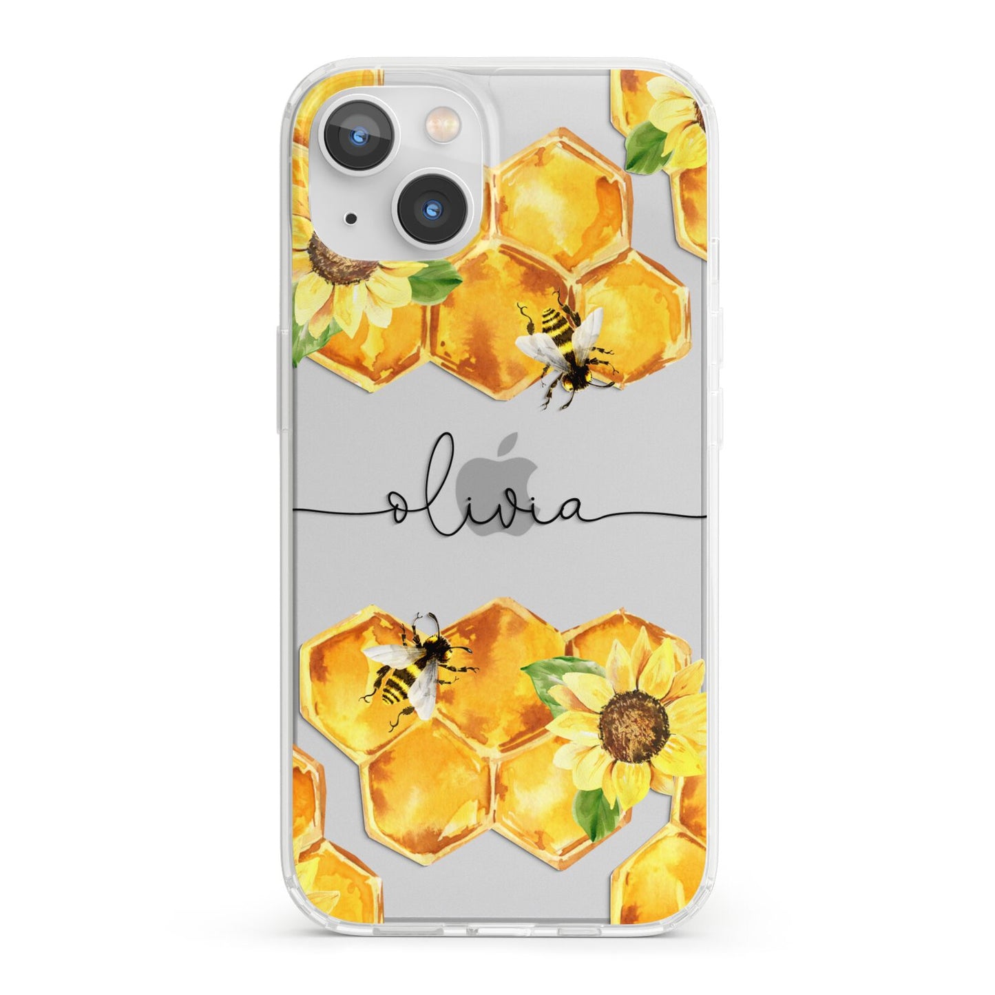 Bees Honeycomb Personalised Name iPhone 13 Clear Bumper Case