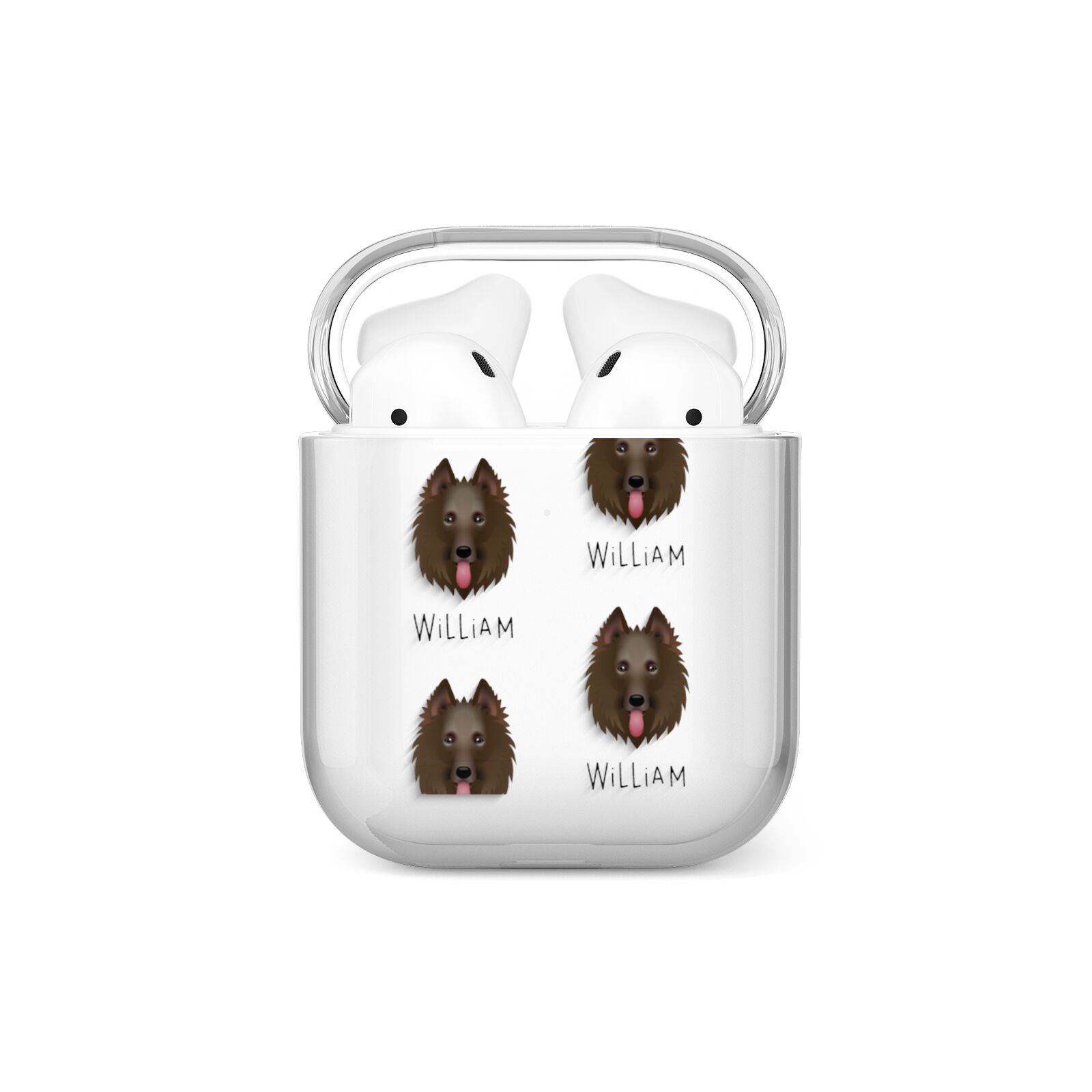 Belgian Groenendael Icon with Name AirPods Case