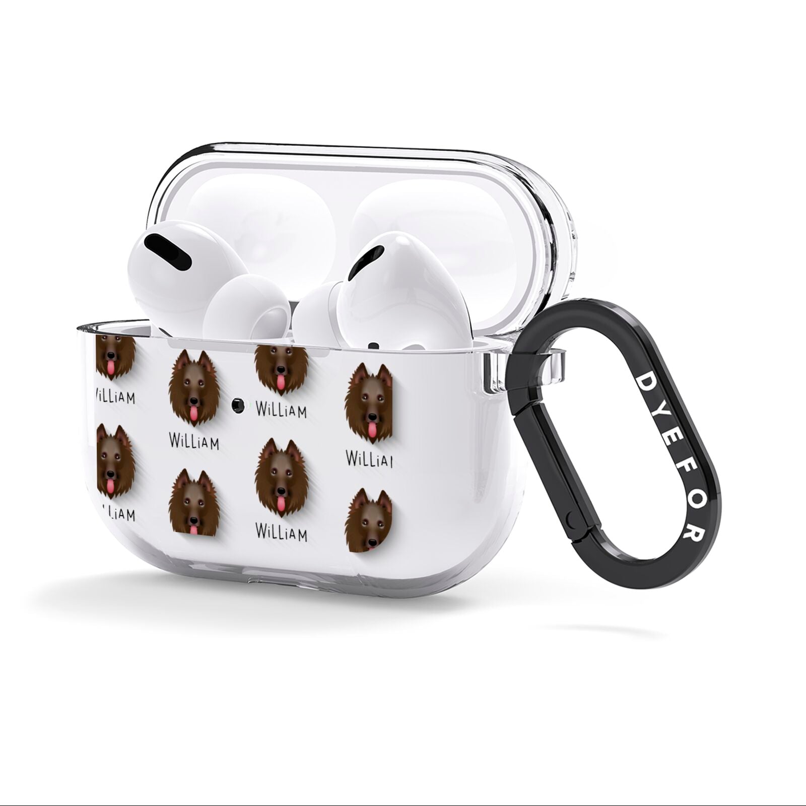 Belgian Groenendael Icon with Name AirPods Clear Case 3rd Gen Side Image