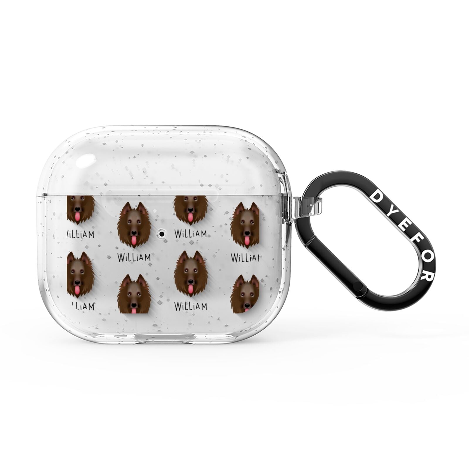Belgian Groenendael Icon with Name AirPods Glitter Case 3rd Gen