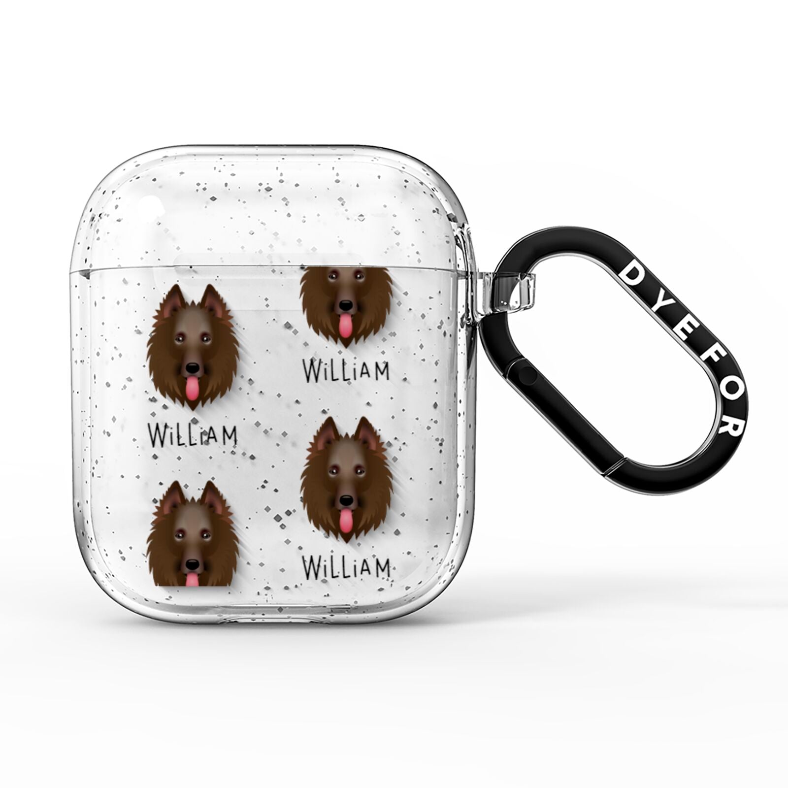 Belgian Groenendael Icon with Name AirPods Glitter Case