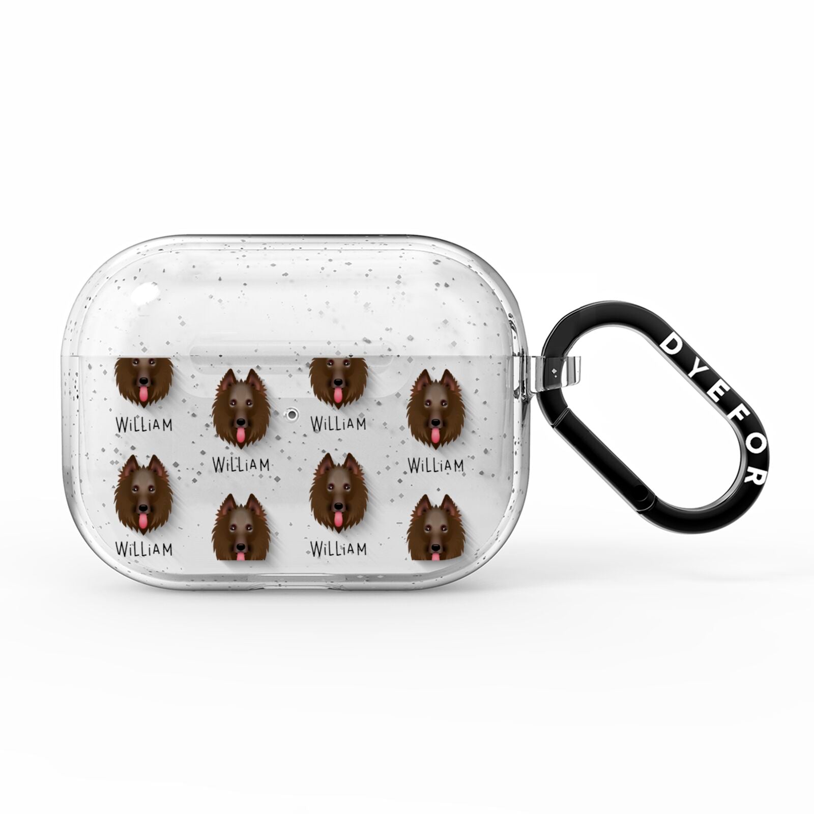 Belgian Groenendael Icon with Name AirPods Pro Glitter Case