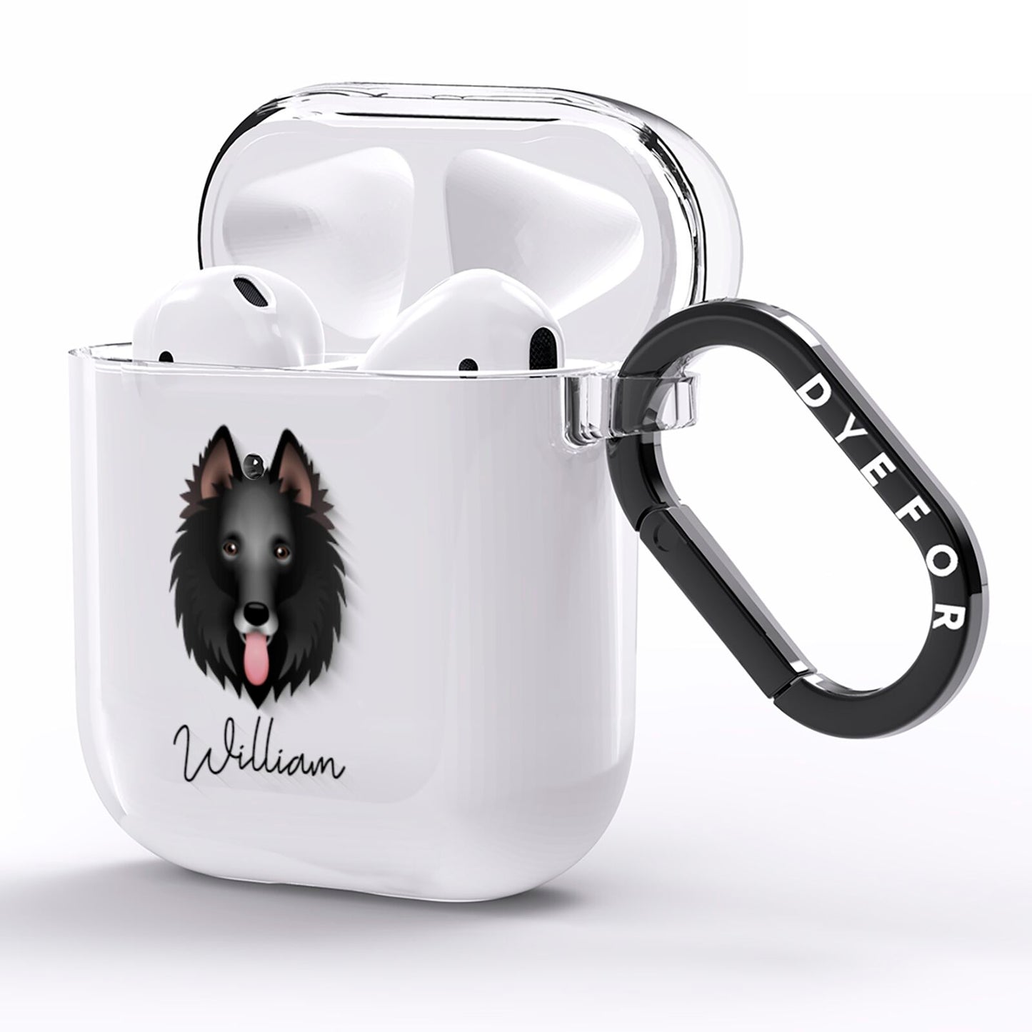 Belgian Groenendael Personalised AirPods Clear Case Side Image