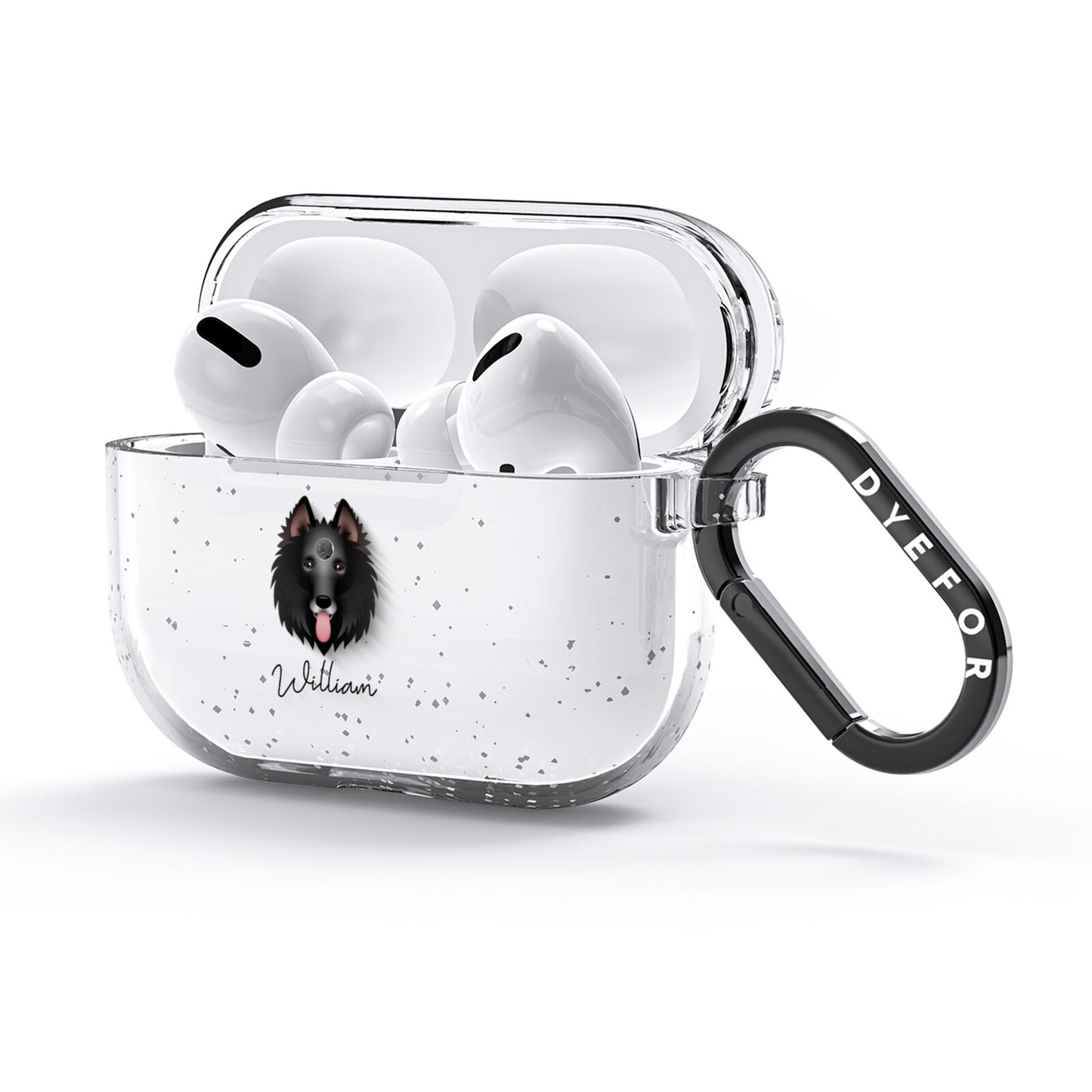 Belgian Groenendael Personalised AirPods Glitter Case 3rd Gen Side Image