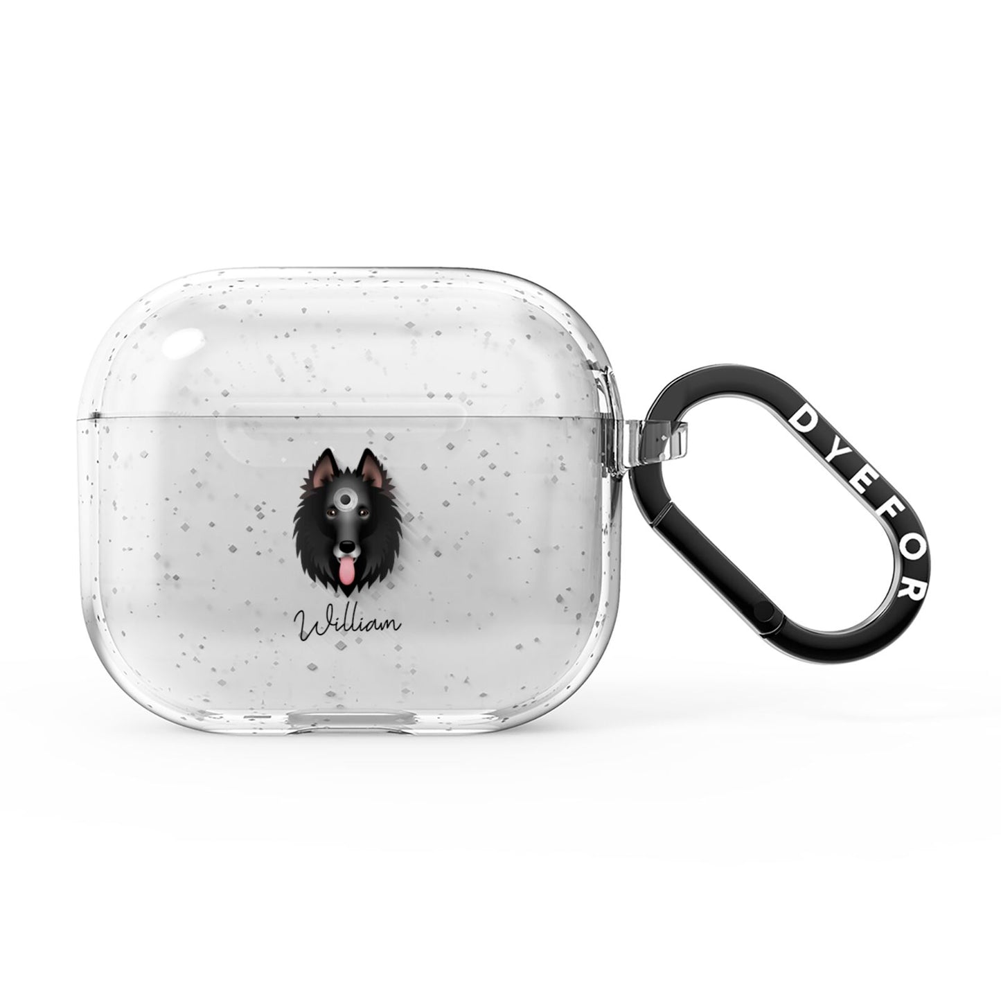 Belgian Groenendael Personalised AirPods Glitter Case 3rd Gen