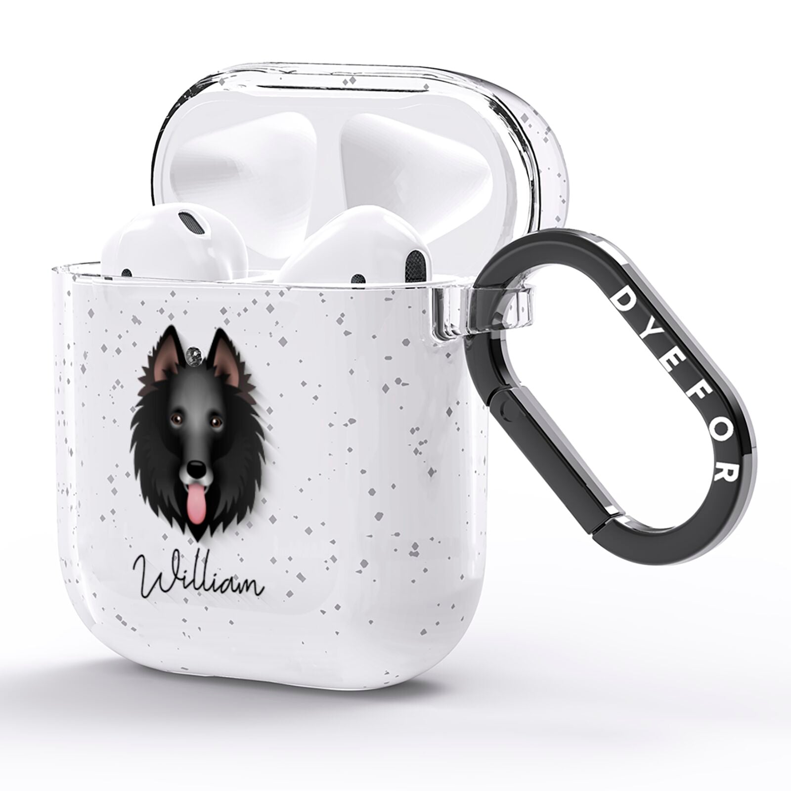 Belgian Groenendael Personalised AirPods Glitter Case Side Image