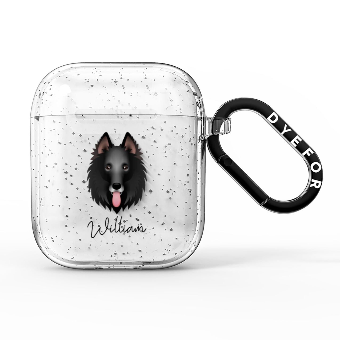 Belgian Groenendael Personalised AirPods Glitter Case