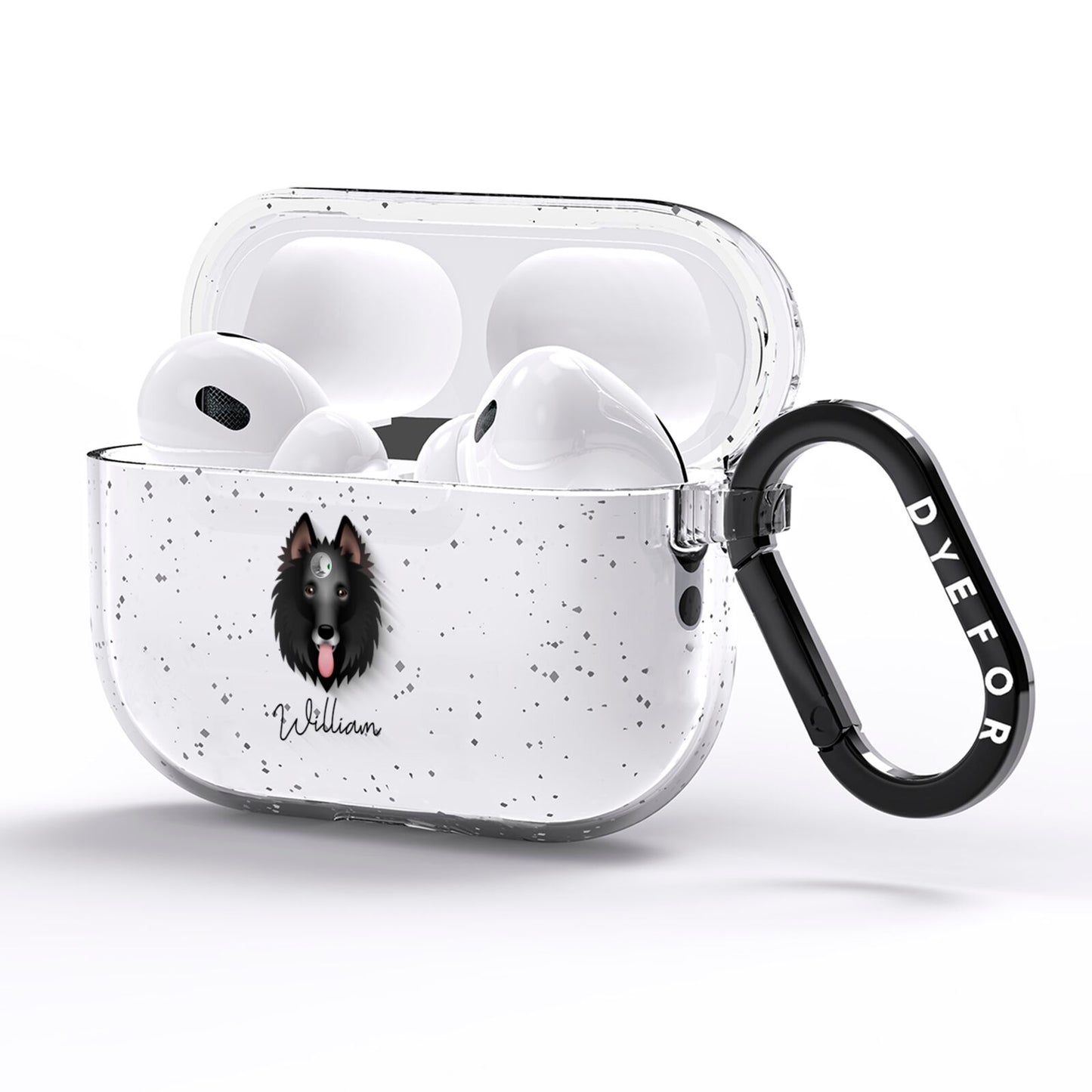 Belgian Groenendael Personalised AirPods Pro Glitter Case Side Image