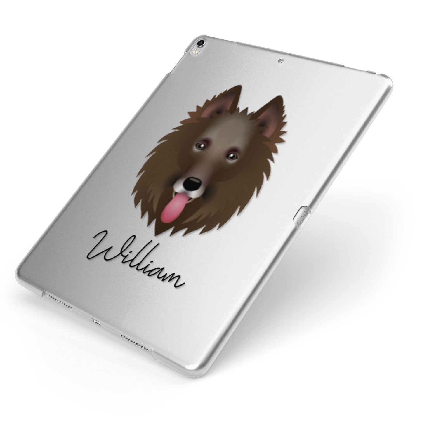 Belgian Groenendael Personalised Apple iPad Case on Silver iPad Side View