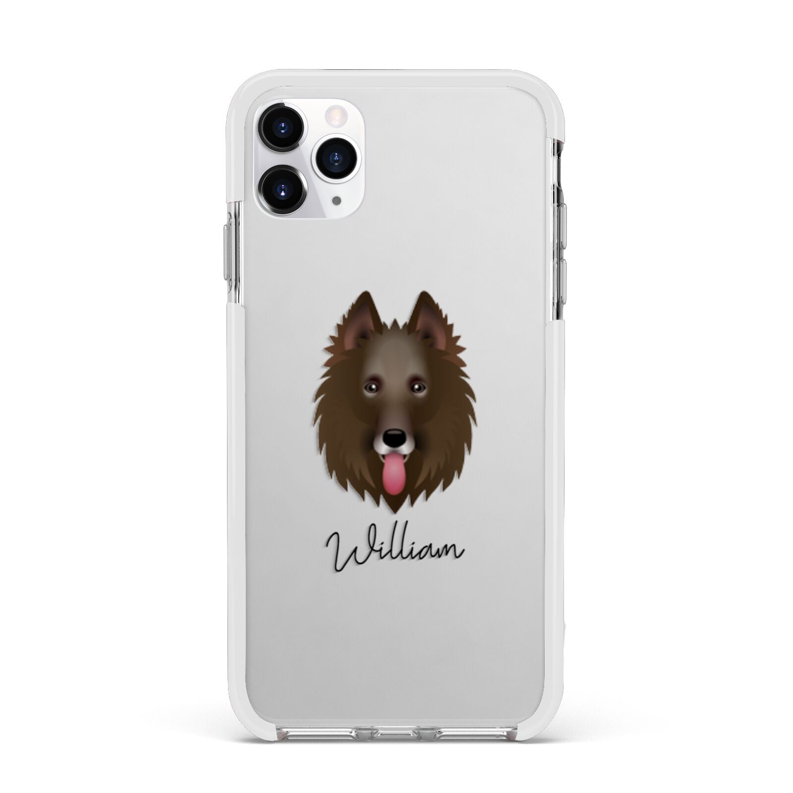 Belgian Groenendael Personalised Apple iPhone 11 Pro Max in Silver with White Impact Case