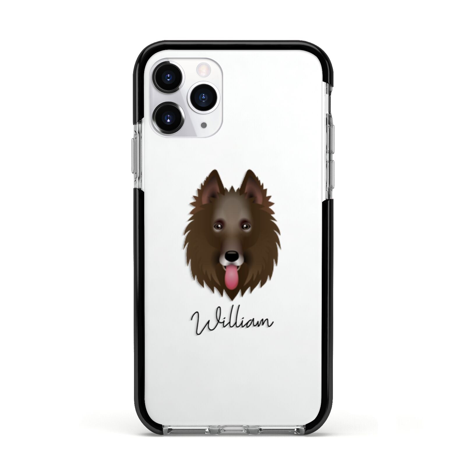 Belgian Groenendael Personalised Apple iPhone 11 Pro in Silver with Black Impact Case