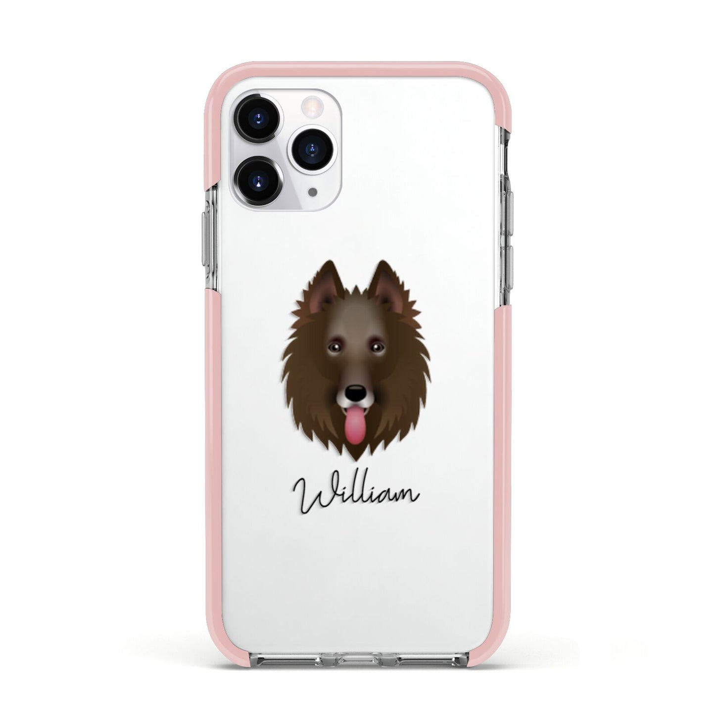 Belgian Groenendael Personalised Apple iPhone 11 Pro in Silver with Pink Impact Case