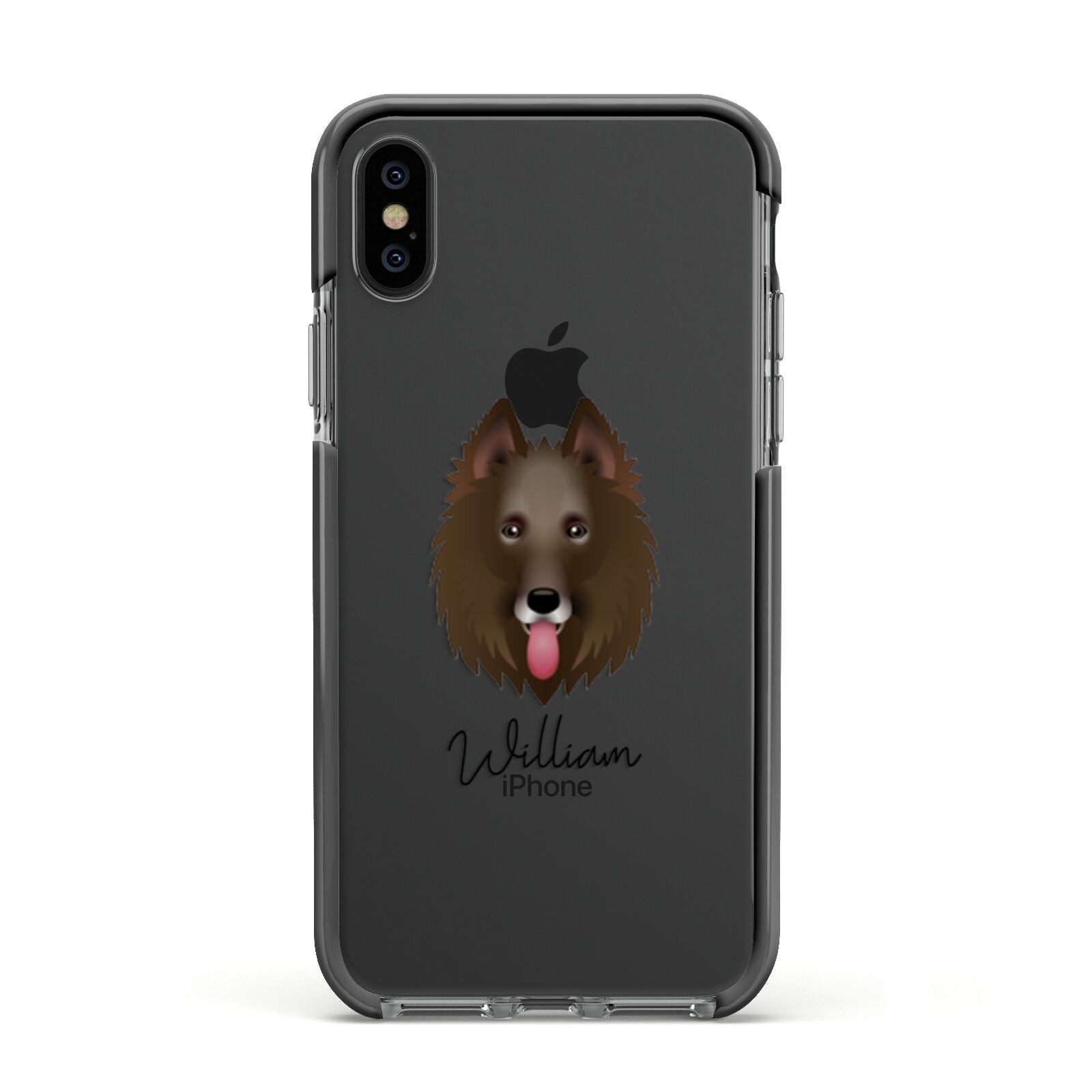 Belgian Groenendael Personalised Apple iPhone Xs Impact Case Black Edge on Black Phone