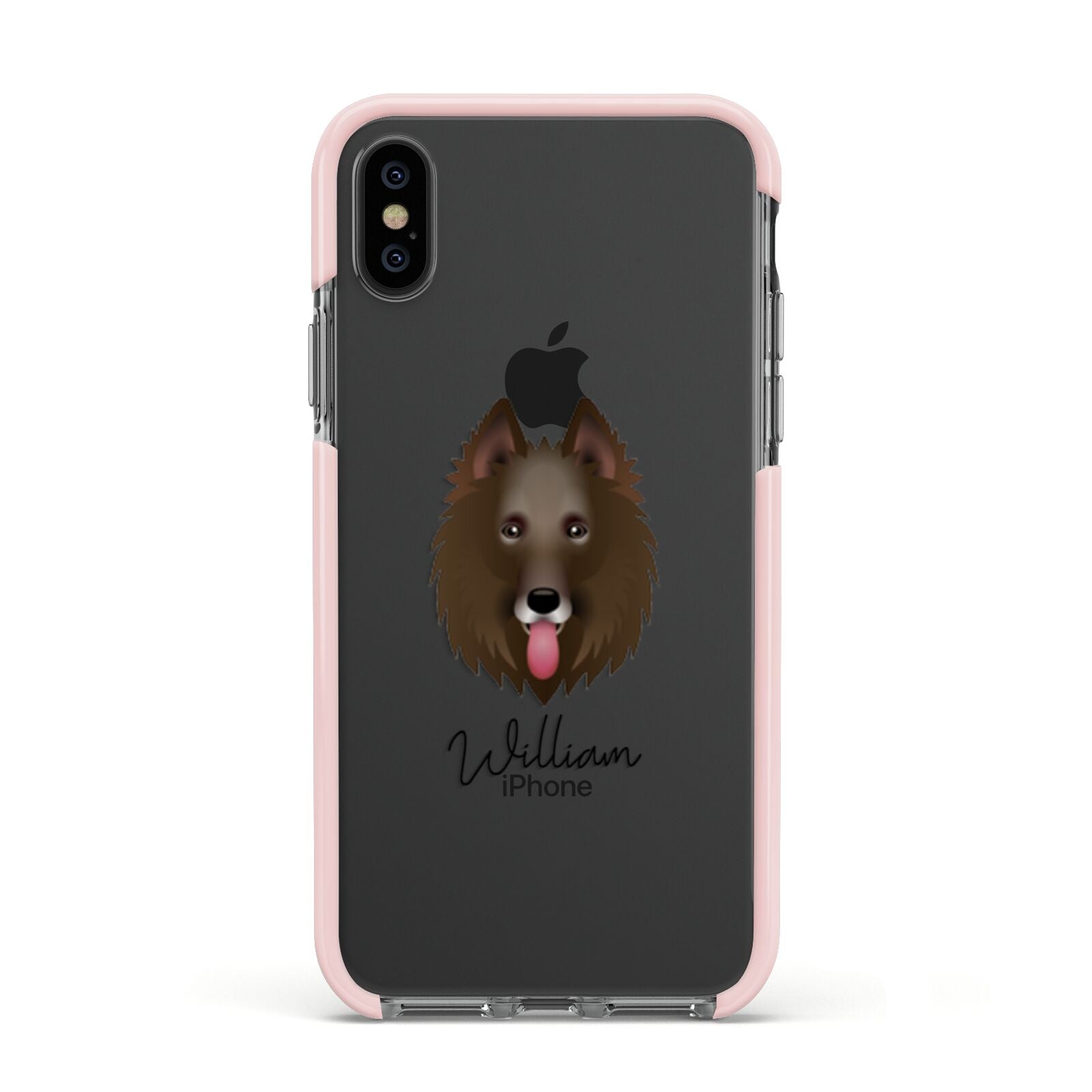 Belgian Groenendael Personalised Apple iPhone Xs Impact Case Pink Edge on Black Phone