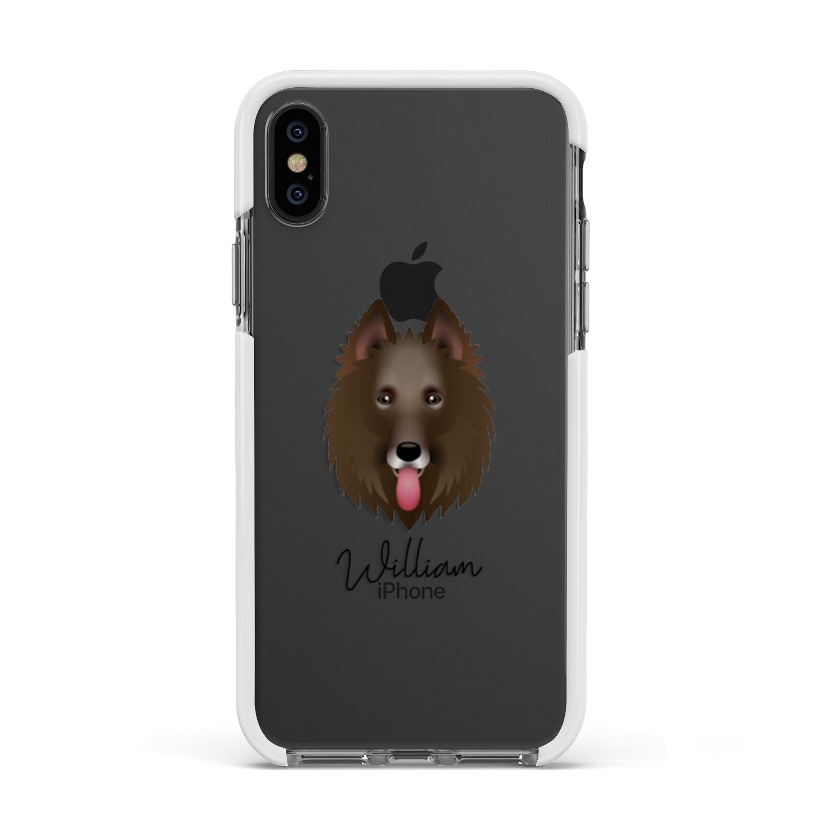 Belgian Groenendael Personalised Apple iPhone Xs Impact Case White Edge on Black Phone