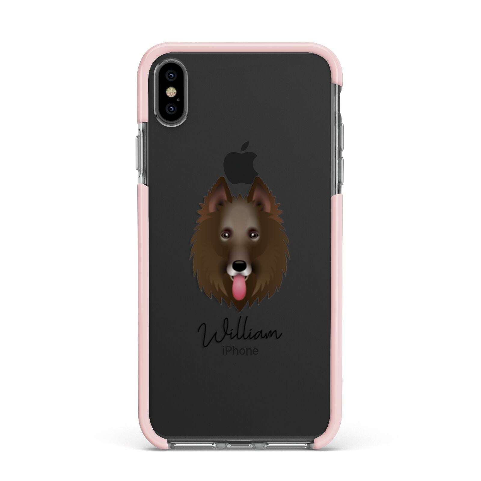 Belgian Groenendael Personalised Apple iPhone Xs Max Impact Case Pink Edge on Black Phone