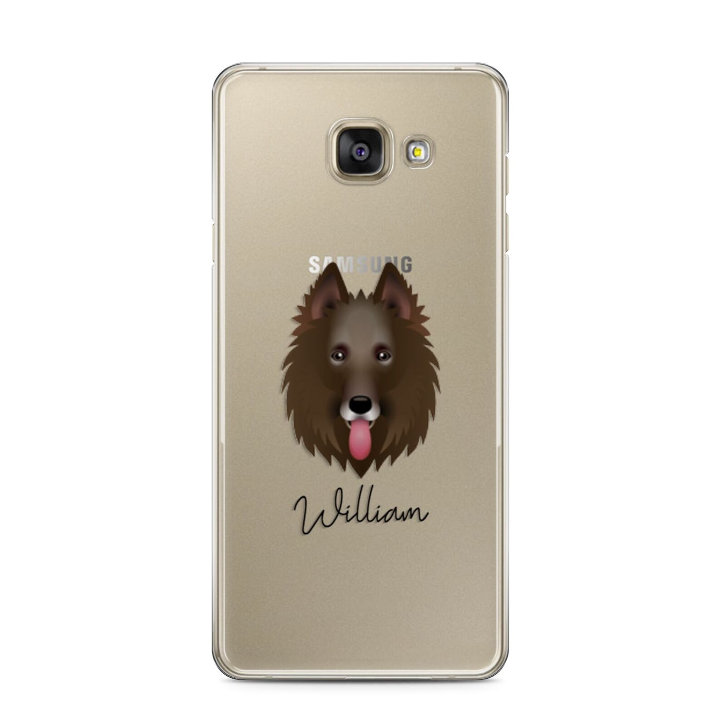 Belgian Groenendael Personalised Samsung Galaxy A3 2016 Case on gold phone