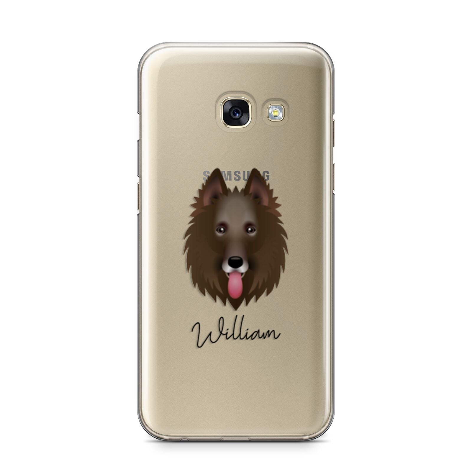 Belgian Groenendael Personalised Samsung Galaxy A3 2017 Case on gold phone