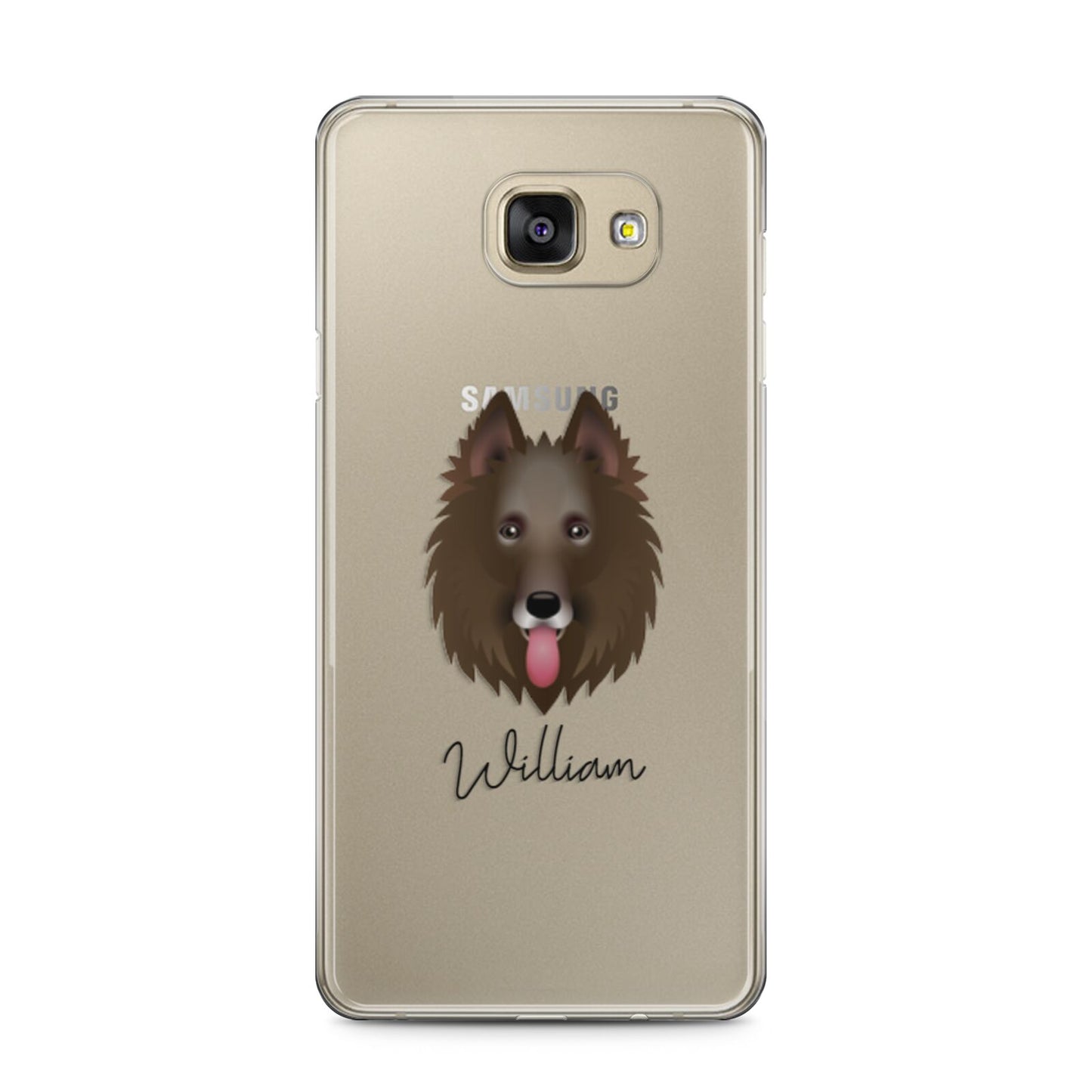 Belgian Groenendael Personalised Samsung Galaxy A5 2016 Case on gold phone