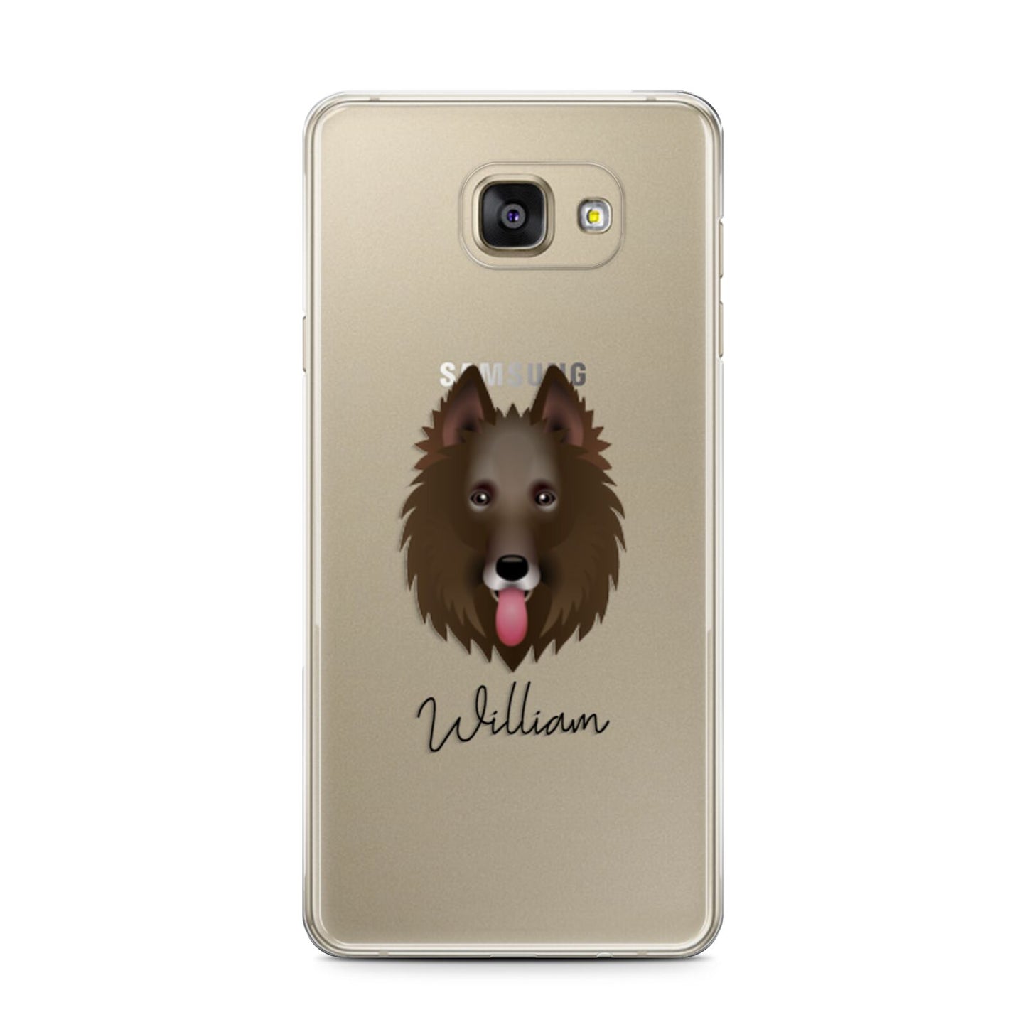 Belgian Groenendael Personalised Samsung Galaxy A7 2016 Case on gold phone