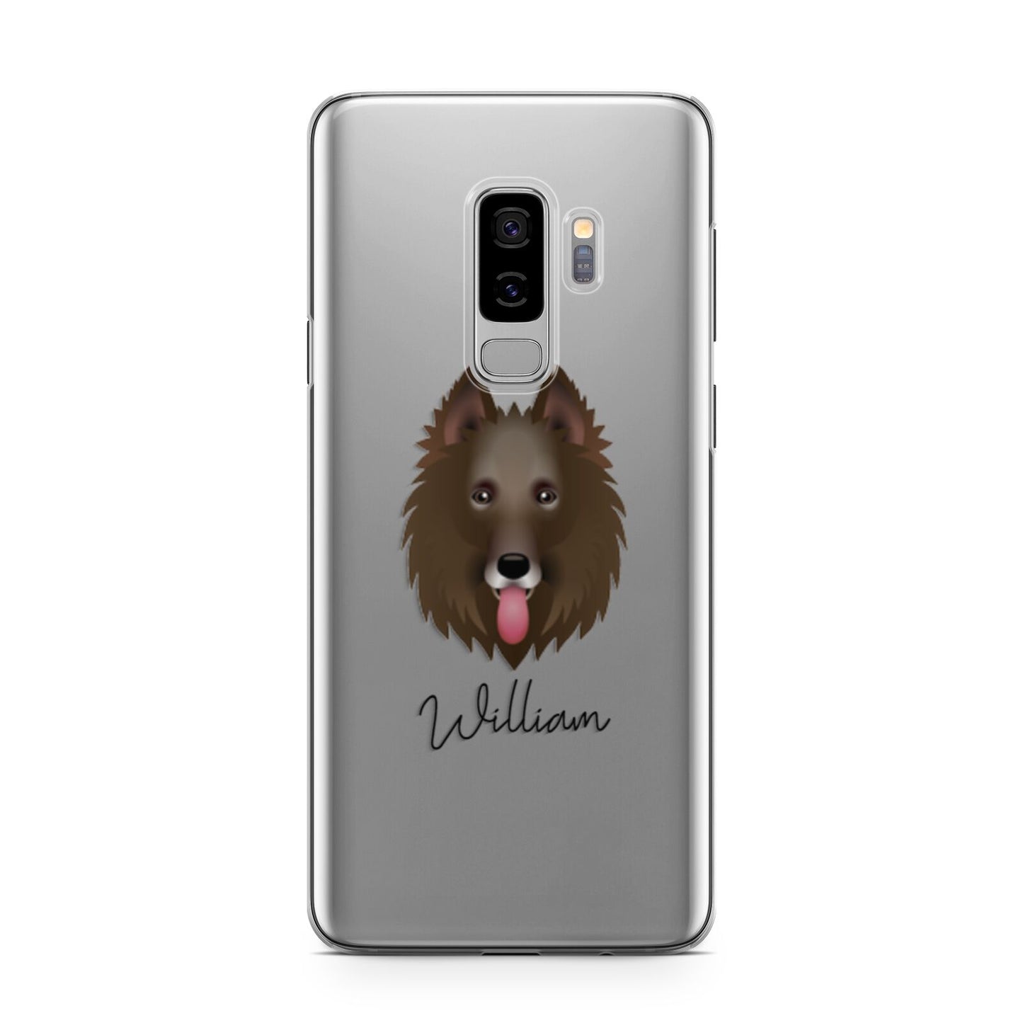 Belgian Groenendael Personalised Samsung Galaxy S9 Plus Case on Silver phone