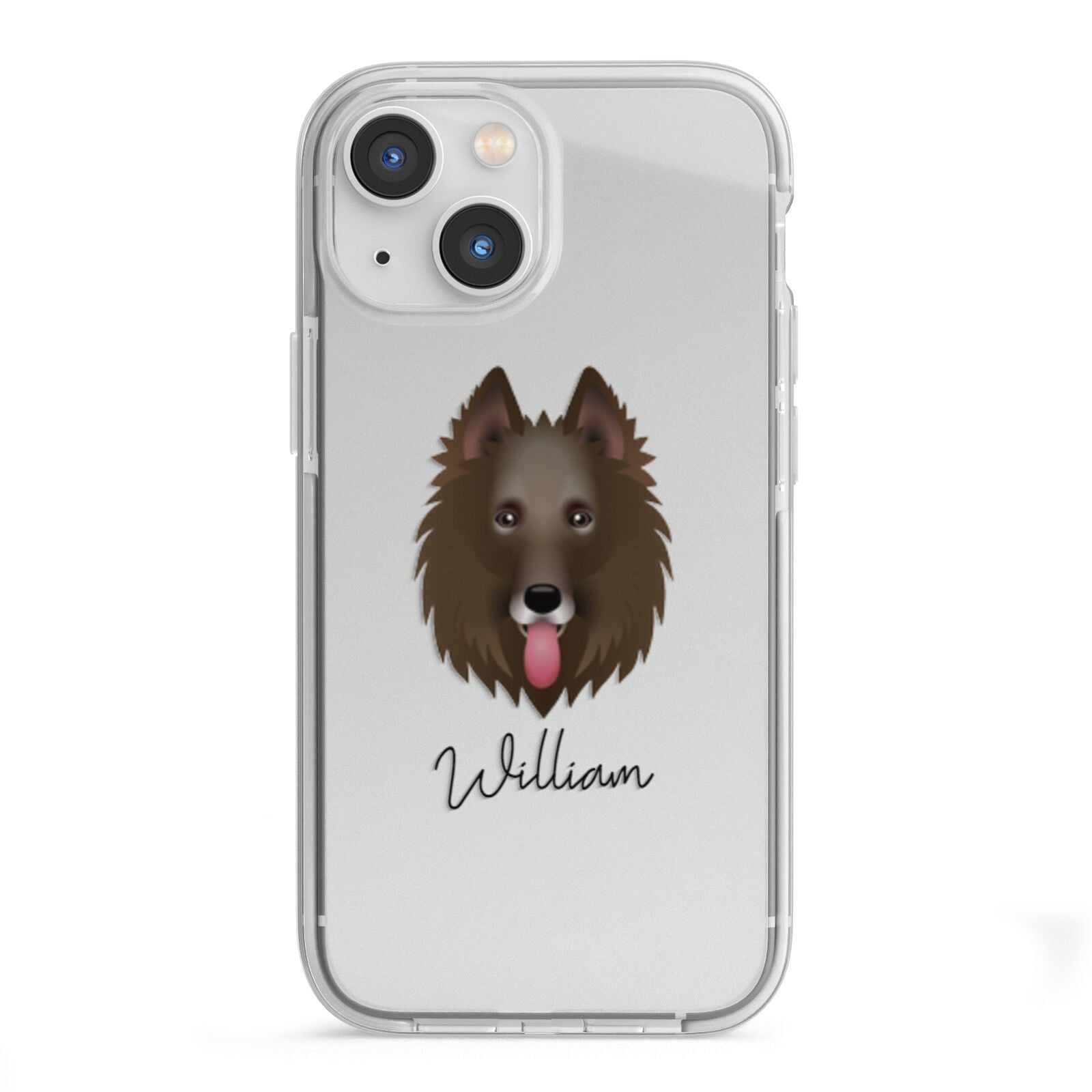 Belgian Groenendael Personalised iPhone 13 Mini TPU Impact Case with White Edges