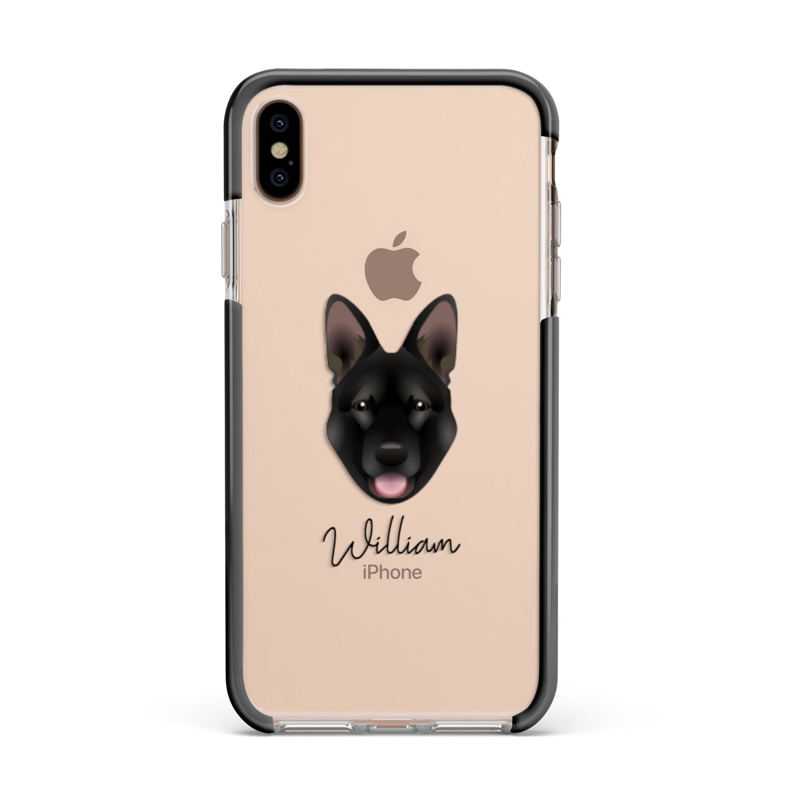 Belgian Malinois Personalised Apple iPhone Xs Max Impact Case Black Edge on Gold Phone