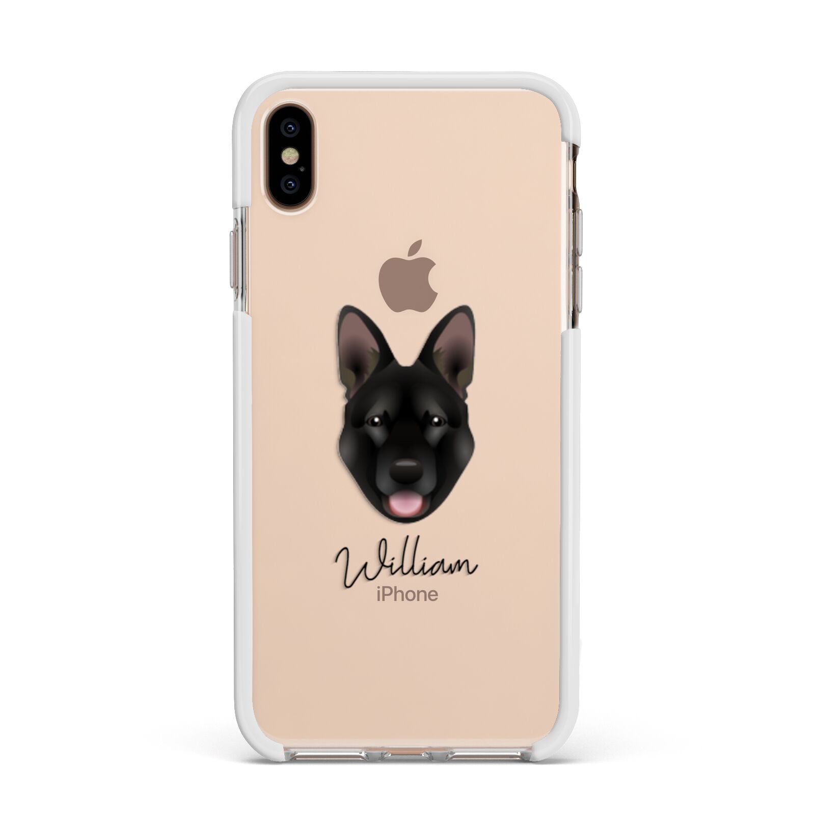 Belgian Malinois Personalised Apple iPhone Xs Max Impact Case White Edge on Gold Phone