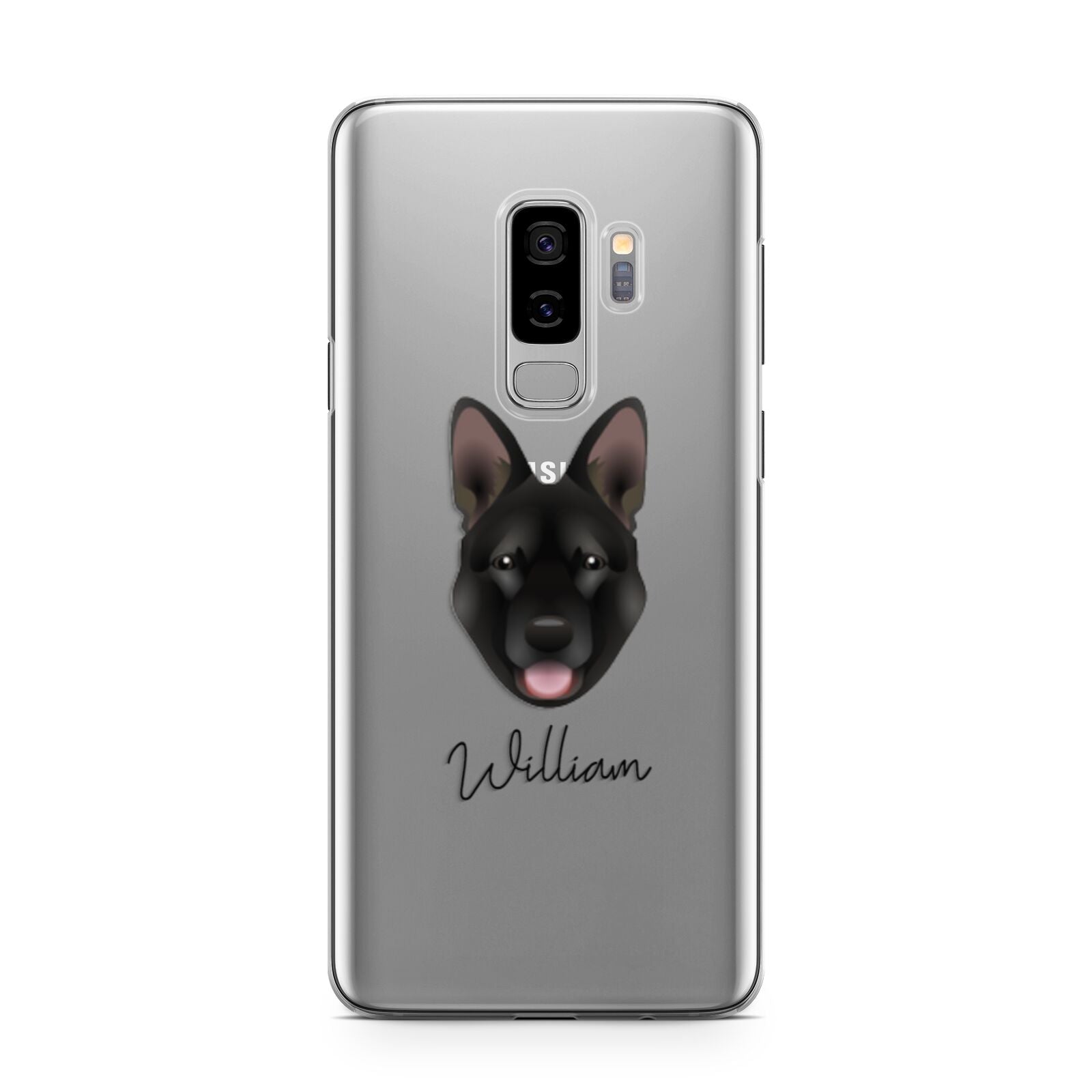 Belgian Malinois Personalised Samsung Galaxy S9 Plus Case on Silver phone