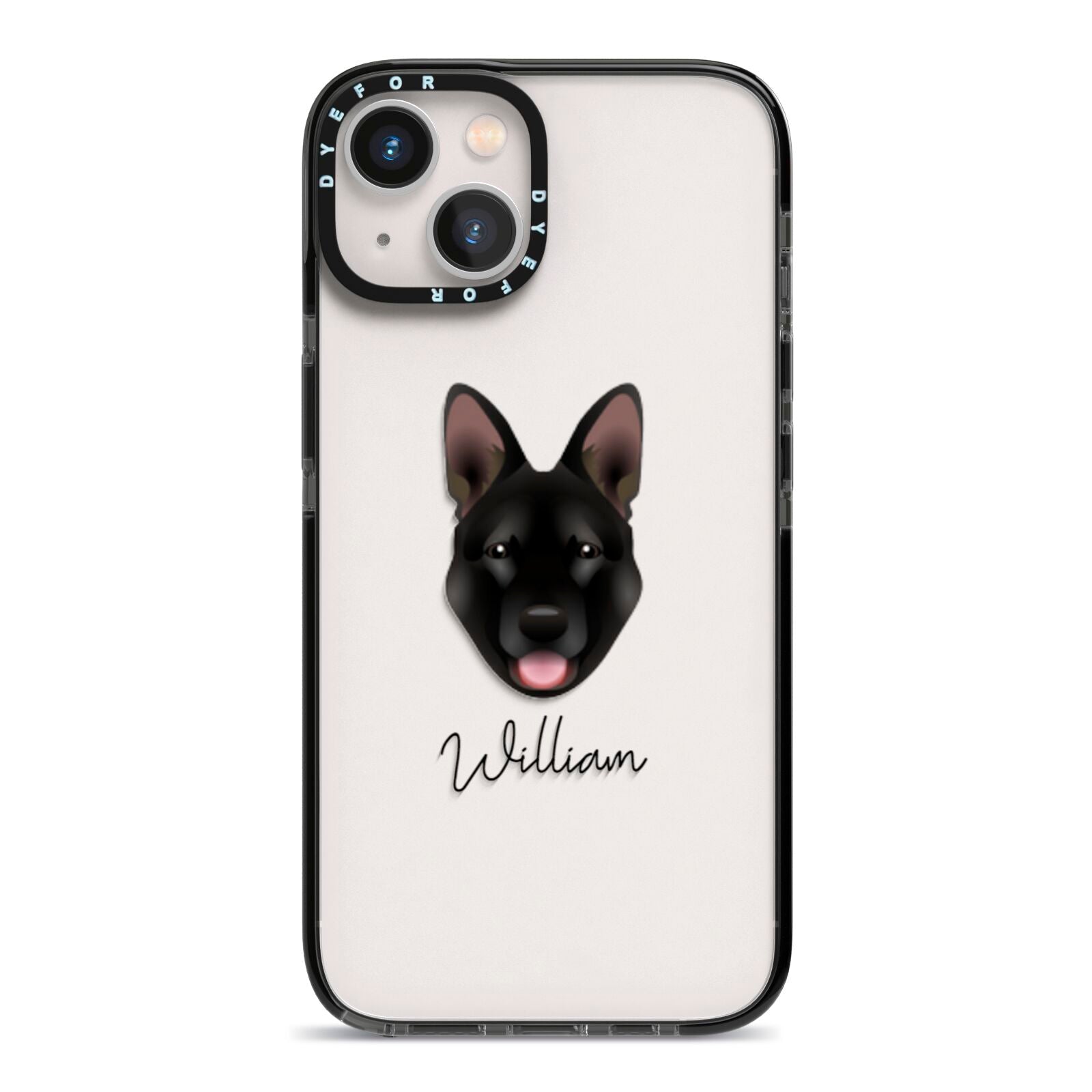 Belgian Malinois Personalised iPhone 13 Black Impact Case on Silver phone