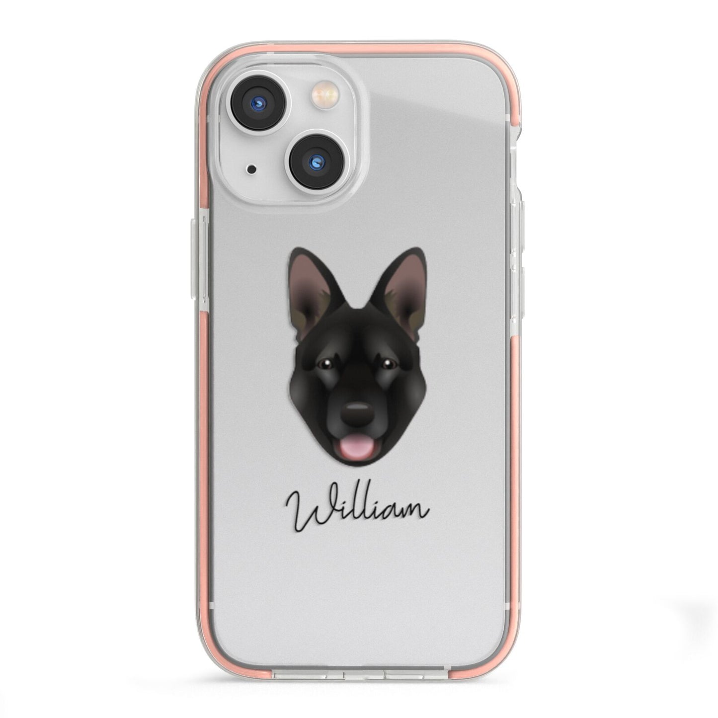 Belgian Malinois Personalised iPhone 13 Mini TPU Impact Case with Pink Edges