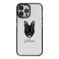 Belgian Malinois Personalised iPhone 13 Pro Max Black Impact Case on Silver phone