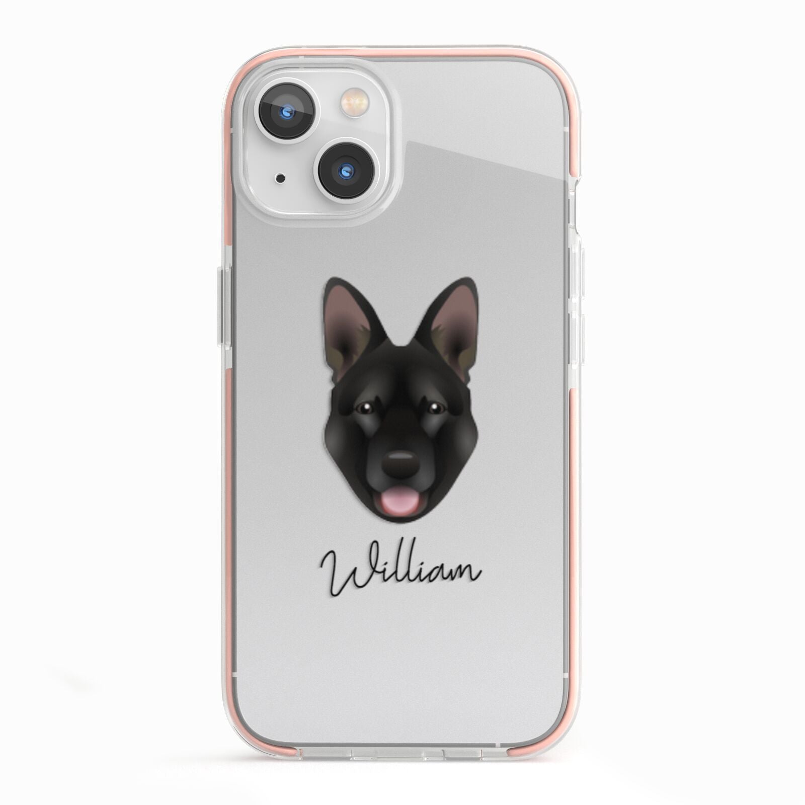 Belgian Malinois Personalised iPhone 13 TPU Impact Case with Pink Edges